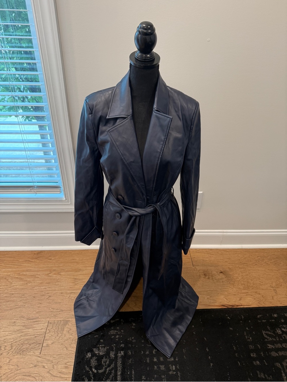 Faux Leather Longline Coat